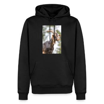 Goat (Ziege, Capra) brown and black - Männer Premium Bio Hoodie - Schwarz - Vorne - Nico (187cm)