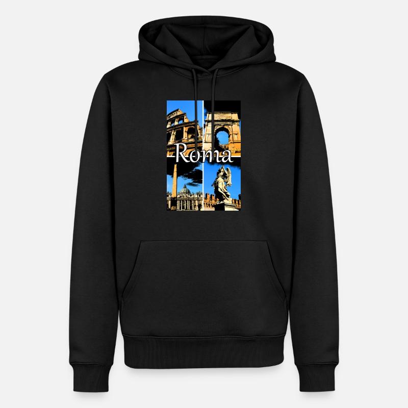 Roma Collage Comic sign lettering - Männer Premium Bio Hoodie - Schwarz