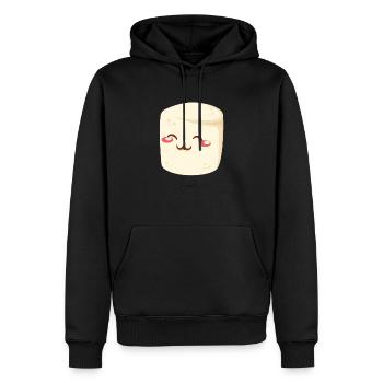 Food design chamallow mignon sourire - Sweat à capuche Premium bio Homme - noir - Devant - Nico (187cm)