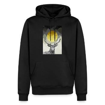 cerf - Sweat à capuche Premium bio Homme - noir - Devant - Nico (187cm)