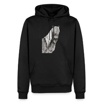 Chevaux cheval tête de cheval cavalier - Sweat à capuche Premium bio Homme - noir - Devant - Nico (187cm)