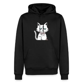 Chat en colère - Sweat à capuche Premium bio Homme - noir - Devant - Nico (187cm)