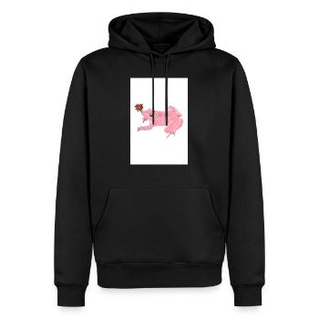Rosa Frosch mit Blume - Männer Premium Bio Hoodie - Schwarz - Vorne - Nico (187cm)