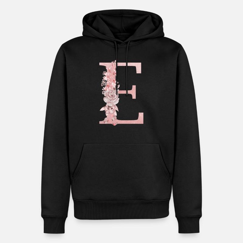 Lettre E - Sweat à capuche Premium bio Homme - noir