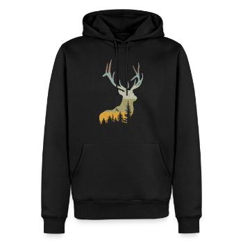 Cerf - Sweat à capuche Premium bio Homme - noir - Devant - Nico (187cm)