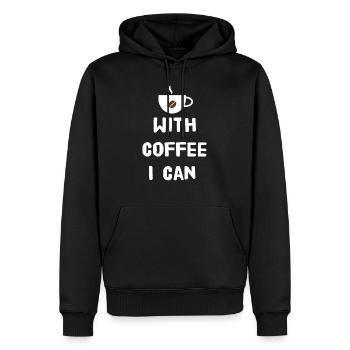 With coffee I can - Men’s Premium Organic Hoodie - black - Front - Nico (187cm)