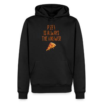 pizza toujours le logo de la réponse - Sweat à capuche Premium bio Homme - noir - Devant - Nico (187cm)
