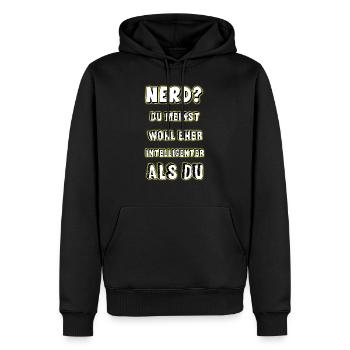Nerd - Männer Premium Bio Hoodie - Schwarz - Vorne - Nico (187cm)