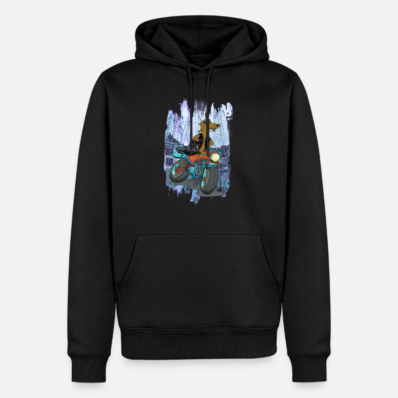 Daxhond et sa moto avec des antécédents - Sweat à capuche Premium bio Homme - noir