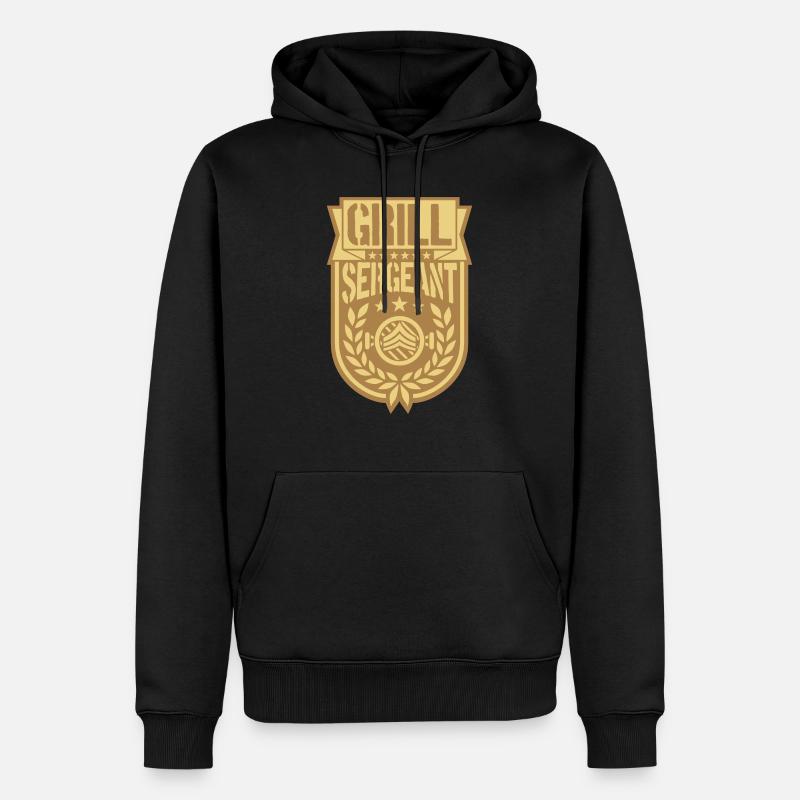 Grill Sergeant cool Lorbeerkranz - Männer Premium Bio Hoodie - Schwarz