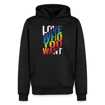 Love Who You Want Gay Pride LGBTQ Regenbogen CSD - Männer Premium Bio Hoodie - Schwarz - Vorne - Nico (187cm)