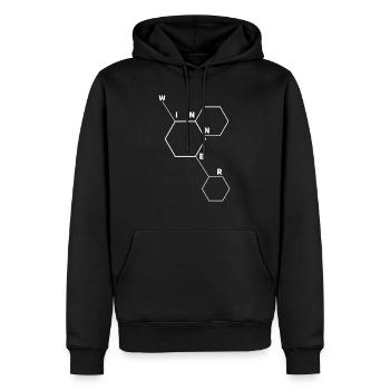 Molécule gagnante - Sweat à capuche Premium bio Homme - noir - Devant - Nico (187cm)