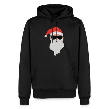 Moderner Weihnachtsmann trägt dunkle Brille - Männer Premium Bio Hoodie - Schwarz - Vorne - Nico (187cm)
