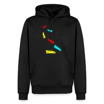 Coureur automobile - Sweat à capuche Premium bio Homme - noir - Devant - Nico (187cm)