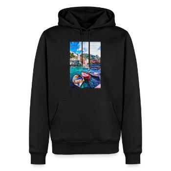 Vintage San Gimignano Siena Painting Cinque Terra - Sweat à capuche Premium bio Homme - noir - Devant - Nico (187cm)