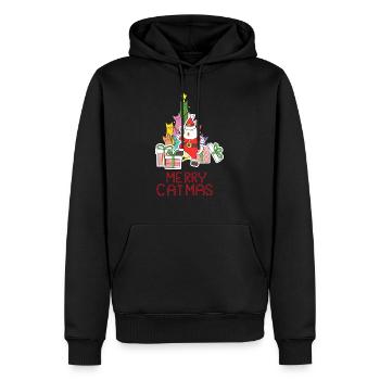 Fröhliche Katzen - Männer Premium Bio Hoodie - Schwarz - Vorne - Nico (187cm)