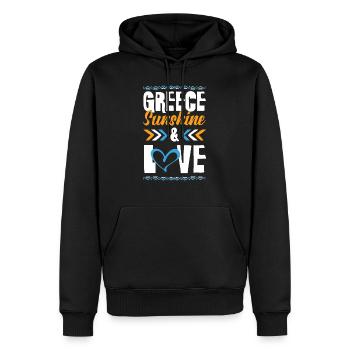 Grèce Amour - Sweat à capuche Premium bio Homme - noir - Devant - Nico (187cm)