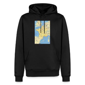 Frankreich Karte mit Städten Straßen Flüssen Seen - Männer Premium Bio Hoodie - Schwarz - Vorne - Nico (187cm)