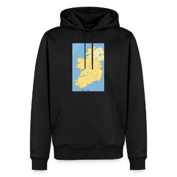 Irland Karte mit Städten Straßen Flüssen Seen - Männer Premium Bio Hoodie - Schwarz - Vorne - Nico (187cm)