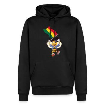 Ghana Bee - Sweat à capuche Premium bio Homme - noir - Devant - Nico (187cm)