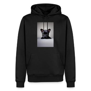 Cute Black French Bulldog Poster - Men’s Premium Organic Hoodie - black - Front - Nico (187cm)