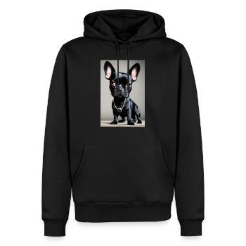 Mignon Noir Bouledogue Français Poster - Sweat à capuche Premium bio Homme - noir - Devant - Nico (187cm)