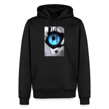 black and white lion with blue eyes RIGHT EYE - Men’s Premium Organic Hoodie - black - Front - Nico (187cm)