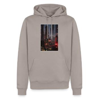 ville futuriste Science Fiction Dystopian - Sweat à capuche Premium bio Homme - taupe - Devant - Nico (187cm)
