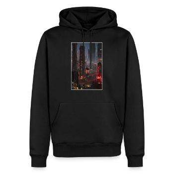 ville futuriste Science Fiction Dystopian - Sweat à capuche Premium bio Homme - noir - Devant - Nico (187cm)