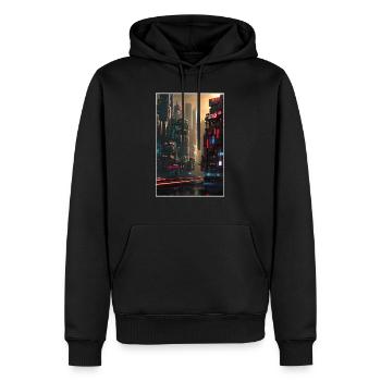 ville futuriste Science Fiction Dystopian - Sweat à capuche Premium bio Homme - noir - Devant - Nico (187cm)