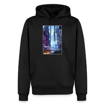 ville futuriste Science Fiction Dystopian - Sweat à capuche Premium bio Homme - noir - Devant - Nico (187cm)