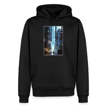 ville futuriste Science Fiction Dystopian - Sweat à capuche Premium bio Homme - noir - Devant - Nico (187cm)