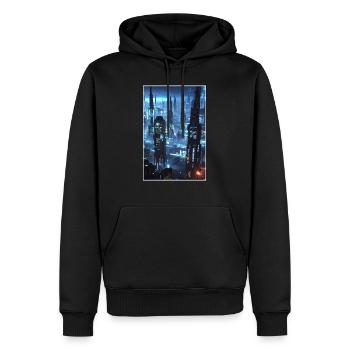 ville futuriste Science Fiction Dystopian - Sweat à capuche Premium bio Homme - noir - Devant - Nico (187cm)