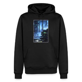 ville futuriste Science Fiction Dystopian - Sweat à capuche Premium bio Homme - noir - Devant - Nico (187cm)