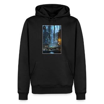 ville futuriste Science Fiction Dystopian - Sweat à capuche Premium bio Homme - noir - Devant - Nico (187cm)