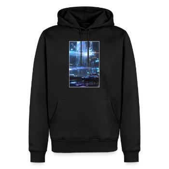 ville futuriste Science Fiction Dystopian - Sweat à capuche Premium bio Homme - noir - Devant - Nico (187cm)