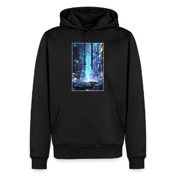 ville futuriste Science Fiction Dystopian - Sweat à capuche Premium bio Homme - noir - Devant - Nico (187cm)
