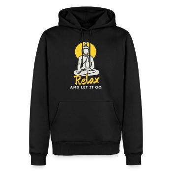 Relax and let it go - Männer Premium Bio Hoodie - Schwarz - Vorne - Nico (187cm)