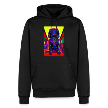 Chien super-héros #15 - Sweat à capuche Premium bio Homme - noir - Devant - Nico (187cm)