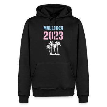 Majorque 2023 - Sweat à capuche Premium bio Homme - noir - Devant - Nico (187cm)