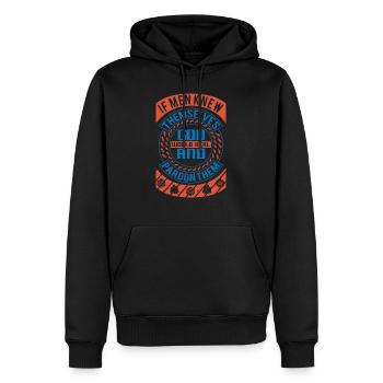 WENN DIE MENSCHEN SIE KANNTEN, HEILE GOTT UND VERZEIHE IHNEN - Männer Premium Bio Hoodie - Schwarz - Vorne - Nico (187cm)