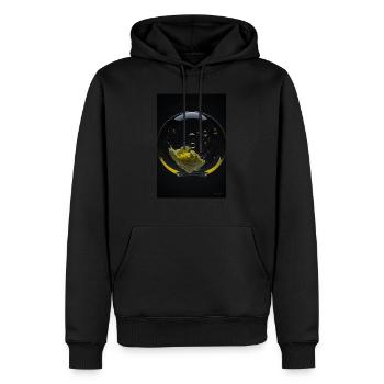 Nuages dans une bulle jaune 3 - Sweat à capuche Premium bio Homme - noir - Devant - Nico (187cm)