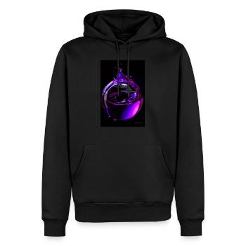 Drops purple 6 - Men’s Premium Organic Hoodie - black - Front - Nico (187cm)