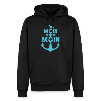 Moin Moin - Männer Premium Bio Hoodie - Schwarz - Vorne - Nico (187cm)