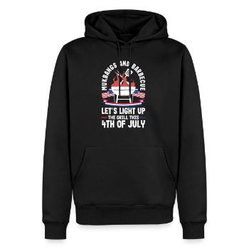 Mukbang et barbecue le 4 juillet - Sweat à capuche Premium bio Homme - noir - Devant - Nico (187cm)