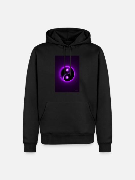 Yin Yang violet 2 - Sweat à capuche Premium bio Homme - noir