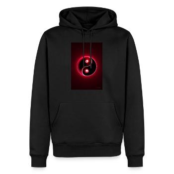 Yin Yang rot 2 - Männer Premium Bio Hoodie - Schwarz - Vorne - Nico (187cm)