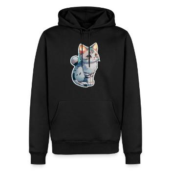 mignon petit chaton gris - Sweat à capuche Premium bio Homme - noir - Devant - Nico (187cm)