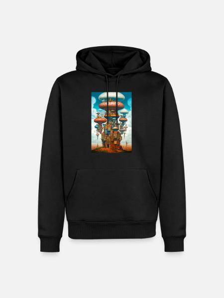 Pilz Stadt - Männer Premium Bio Hoodie - Schwarz