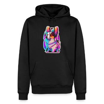 Kleiner Hund und Neonlicht - Männer Premium Bio Hoodie - Schwarz - Vorne - Nico (187cm)